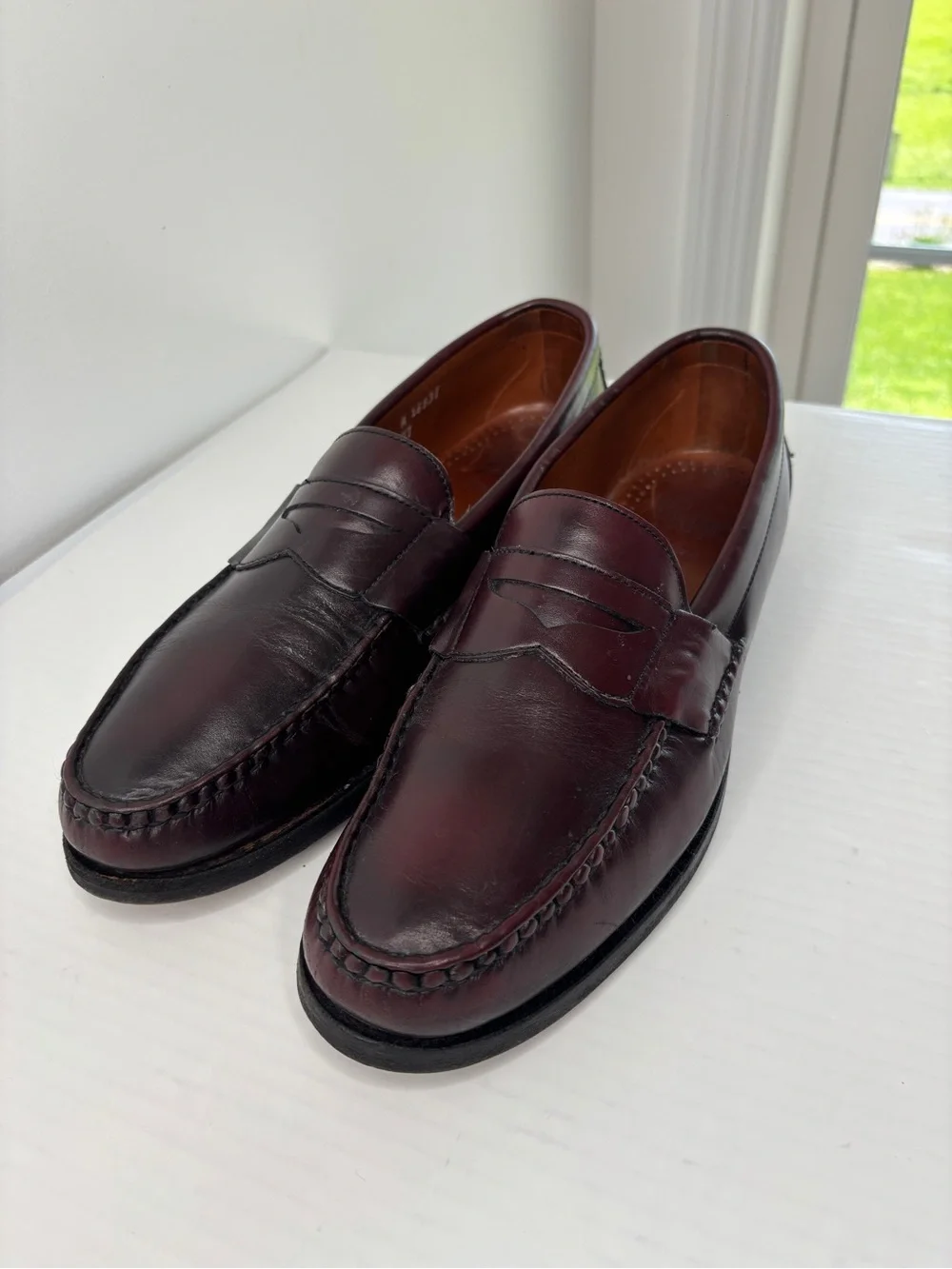 Allen Edmonds Walden Mens Shoe Size 10 Penny Loafer Burgundy Leather Sole Preppy